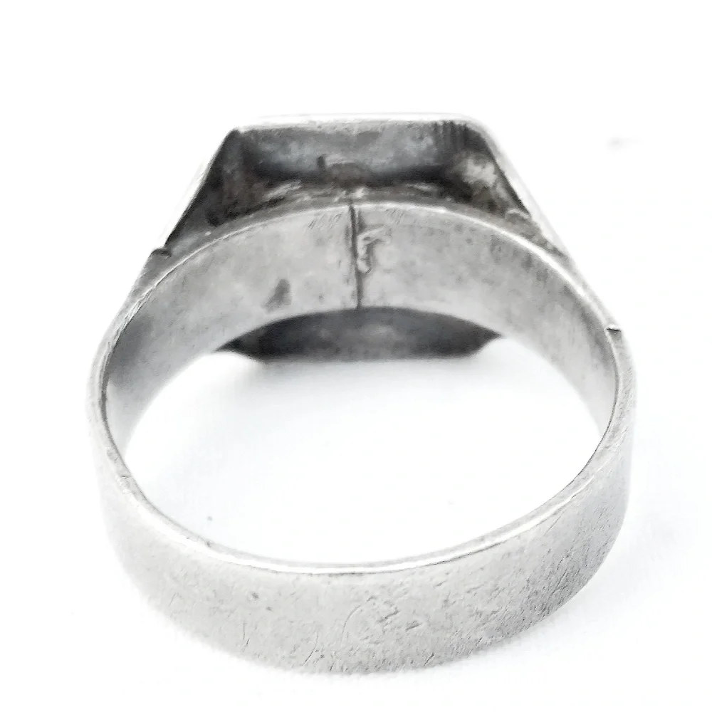 Antique Sterling Silver Unisex Ring w/Unknown Symbol- Size 11